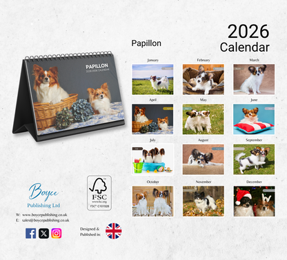 Papillon Desk Calendar 2026-2027