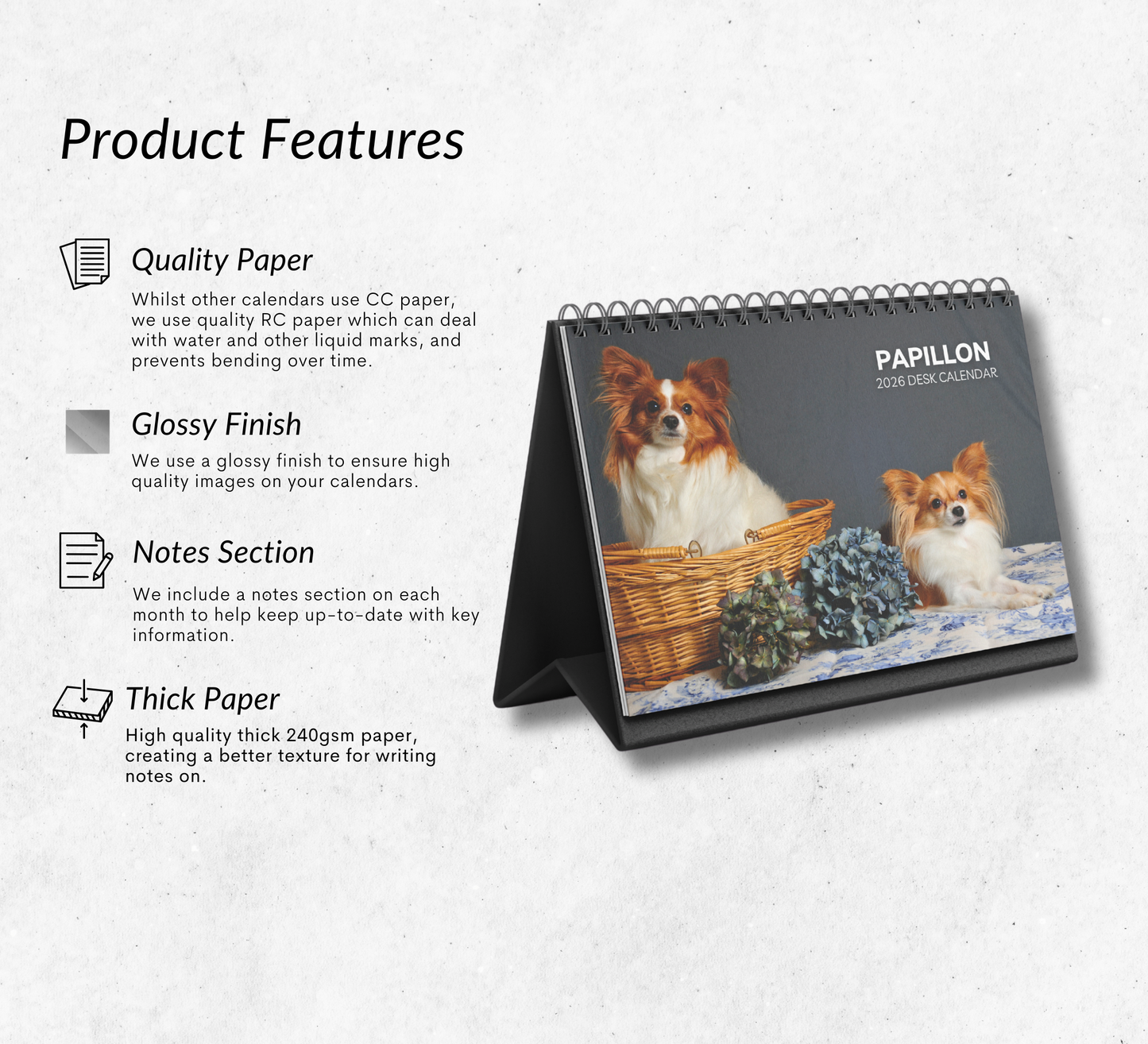 Papillon Desk Calendar 2026-2027