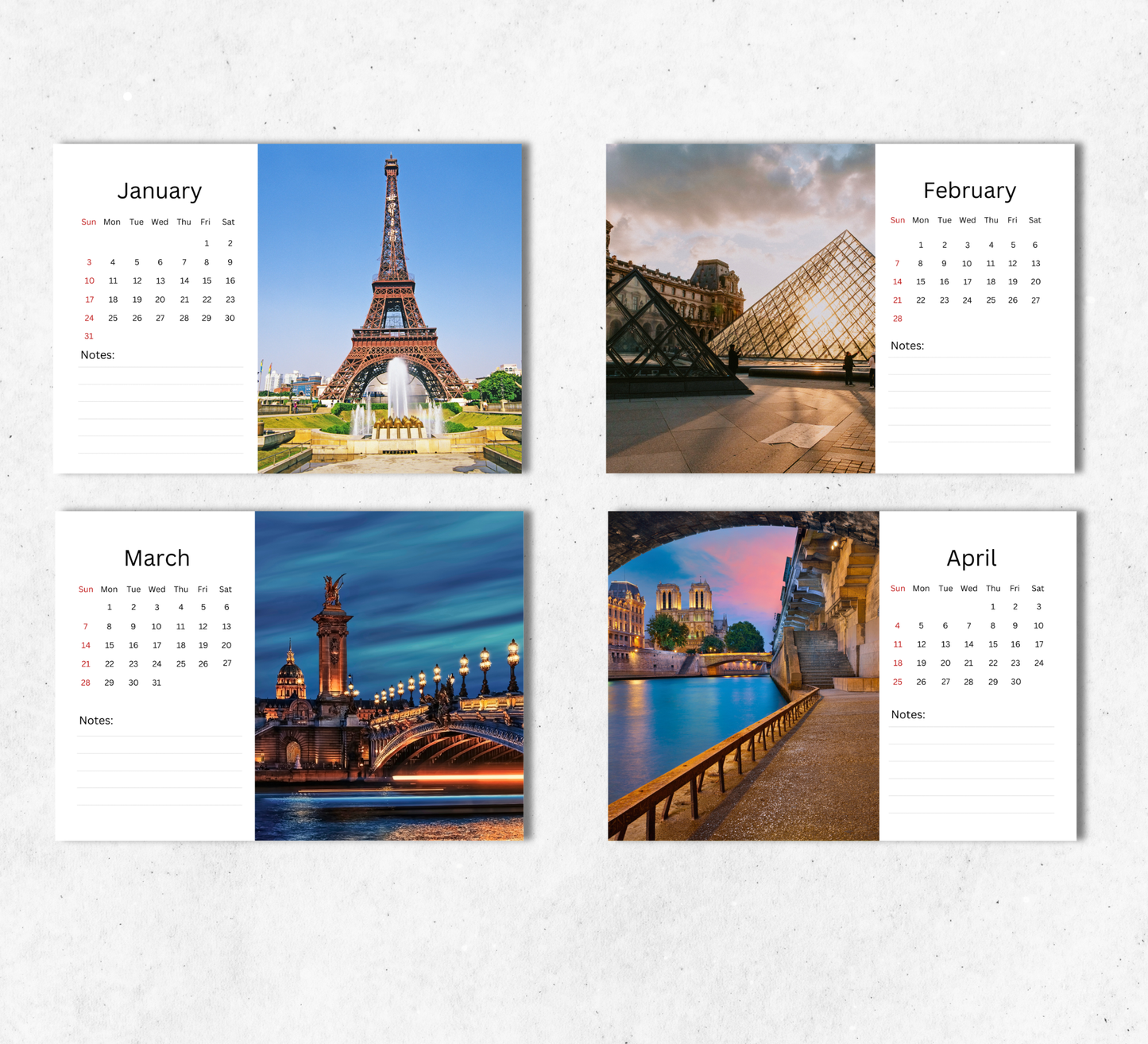 Paris Desk Calendar 2027-2028