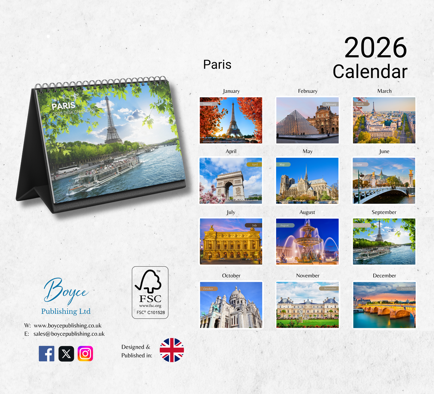 Paris Desk Calendar 2026-2027