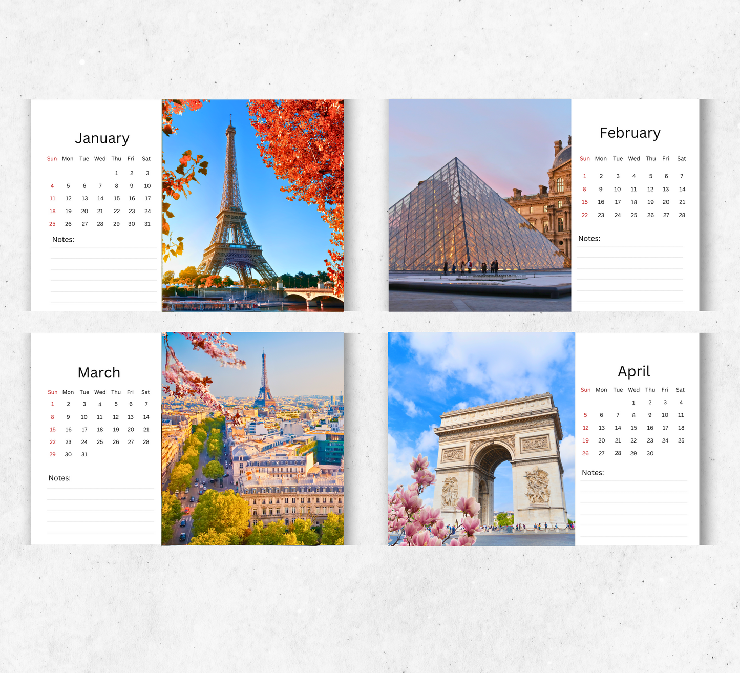 Paris Desk Calendar 2026-2027