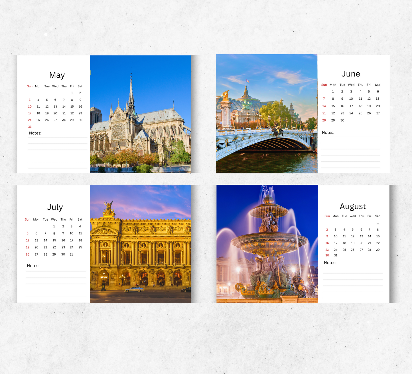 Paris Desk Calendar 2026-2027