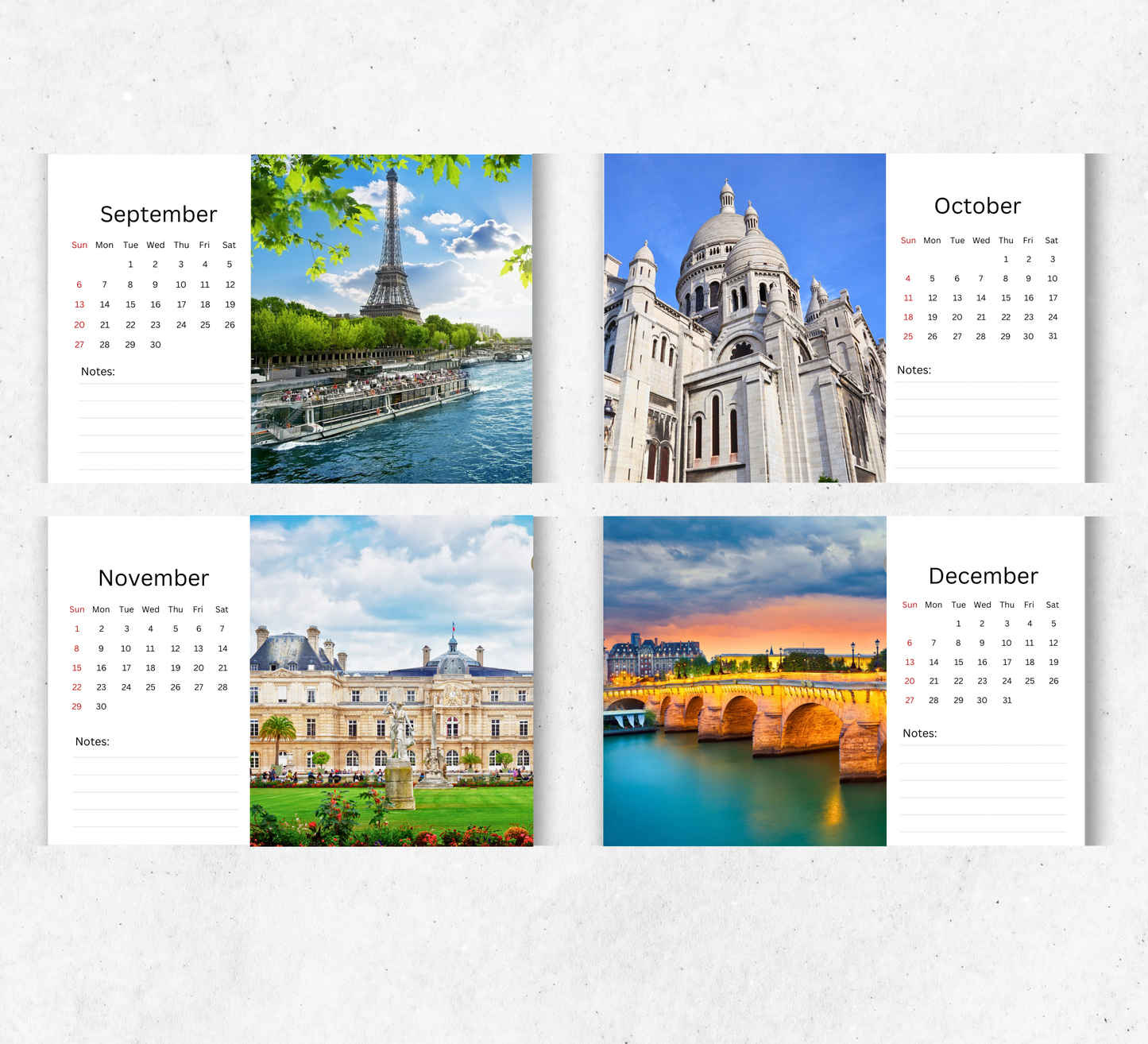 Paris Desk Calendar 2026-2027