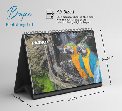 Parrot Desk Calendar 2026-2027