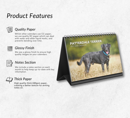 Patterdale Terrier Desk Calendar 2027-2028