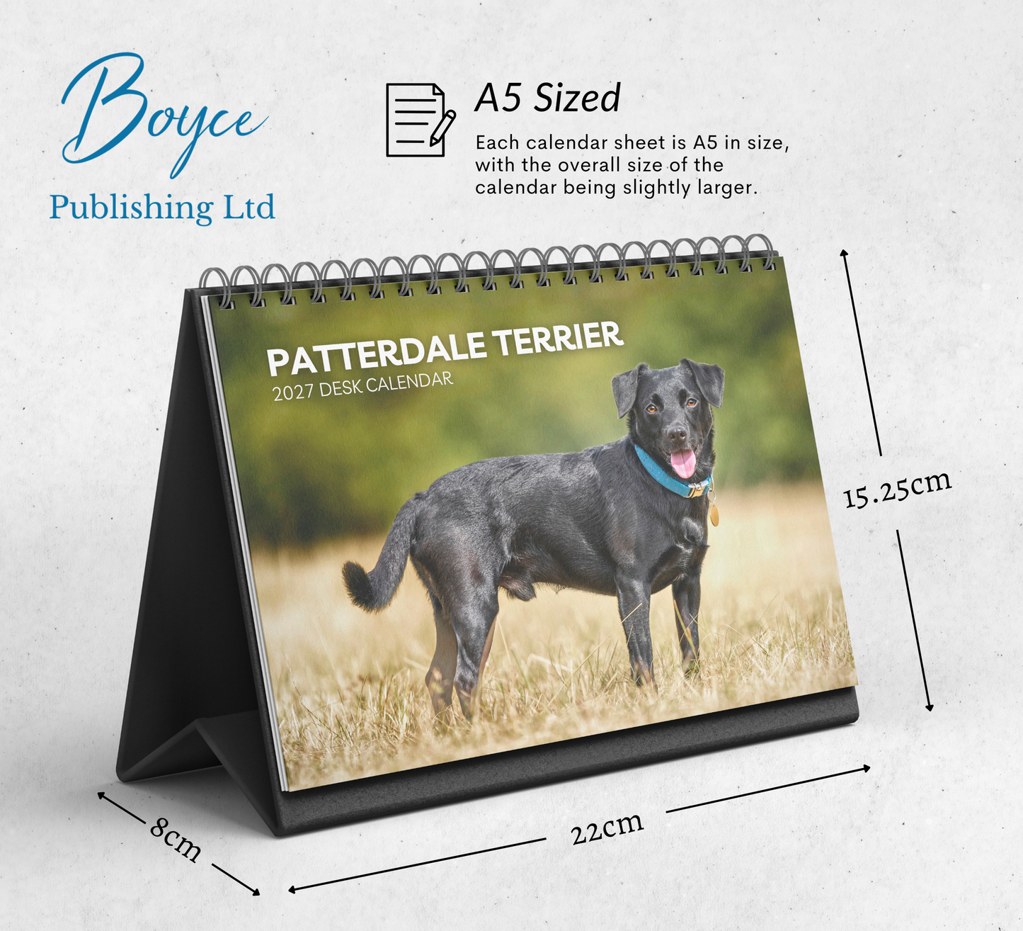 Patterdale Terrier Desk Calendar 2027-2028