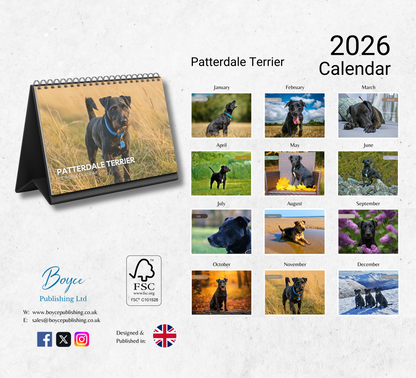 Patterdale Terrier Desk Calendar 2026-2027