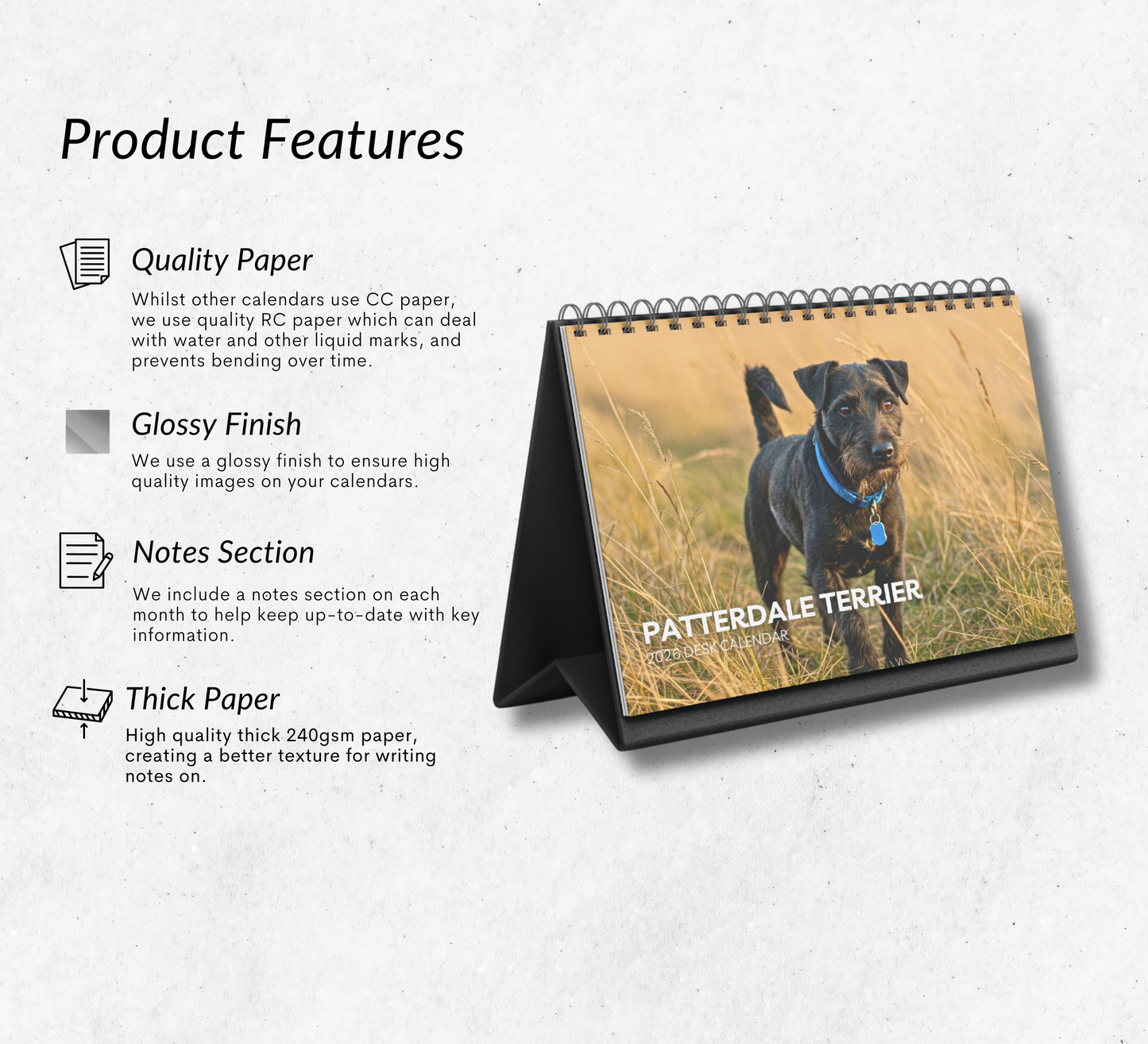 Patterdale Terrier Desk Calendar 2026-2027