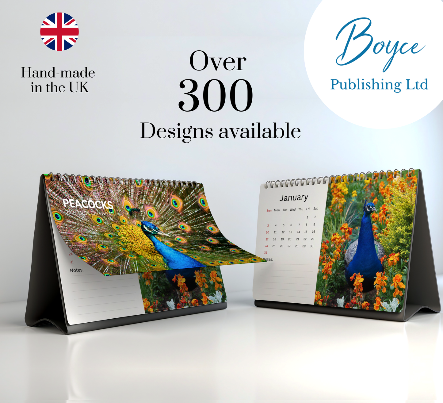 Peacock Desk Calendar 2027-2028