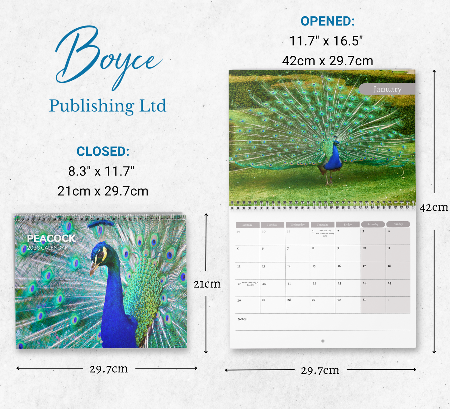 Peacock Calendar 2026