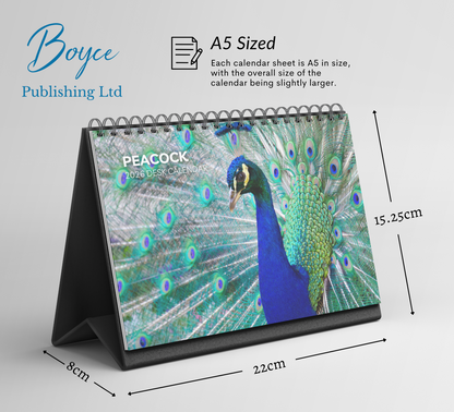 Peacock Desk Calendar 2026-2027