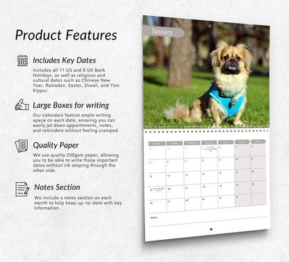 Pekingese Dog Calendar 2026