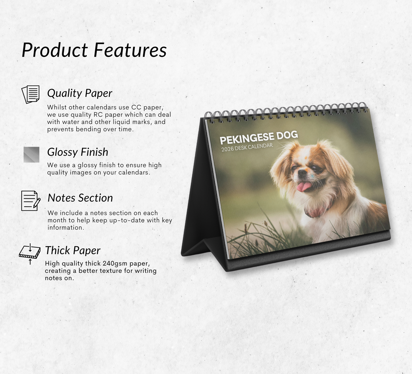 Pekingese Dog Desk Calendar 2026-2027