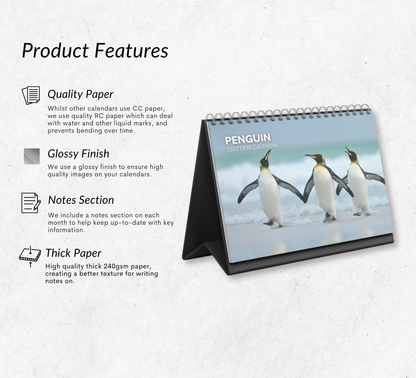 Penguin Desk Calendar 2027-2028