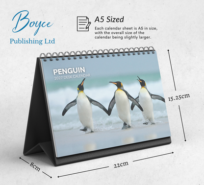 Penguin Desk Calendar 2027-2028