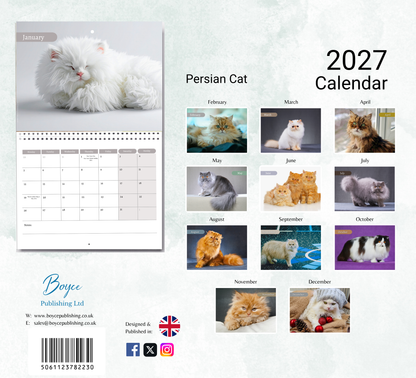 Persian Cat Calendar 2027