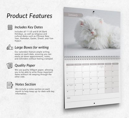Persian Cat Calendar 2027