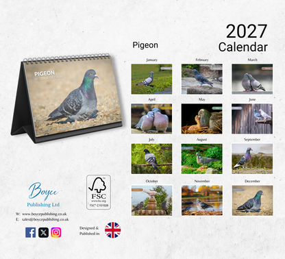 Pigeon Desk Calendar 2027-2028