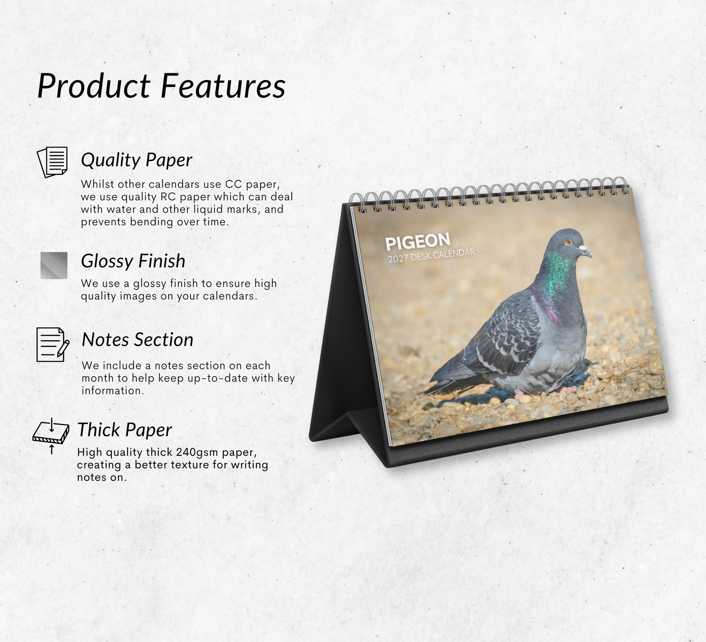Pigeon Desk Calendar 2027-2028