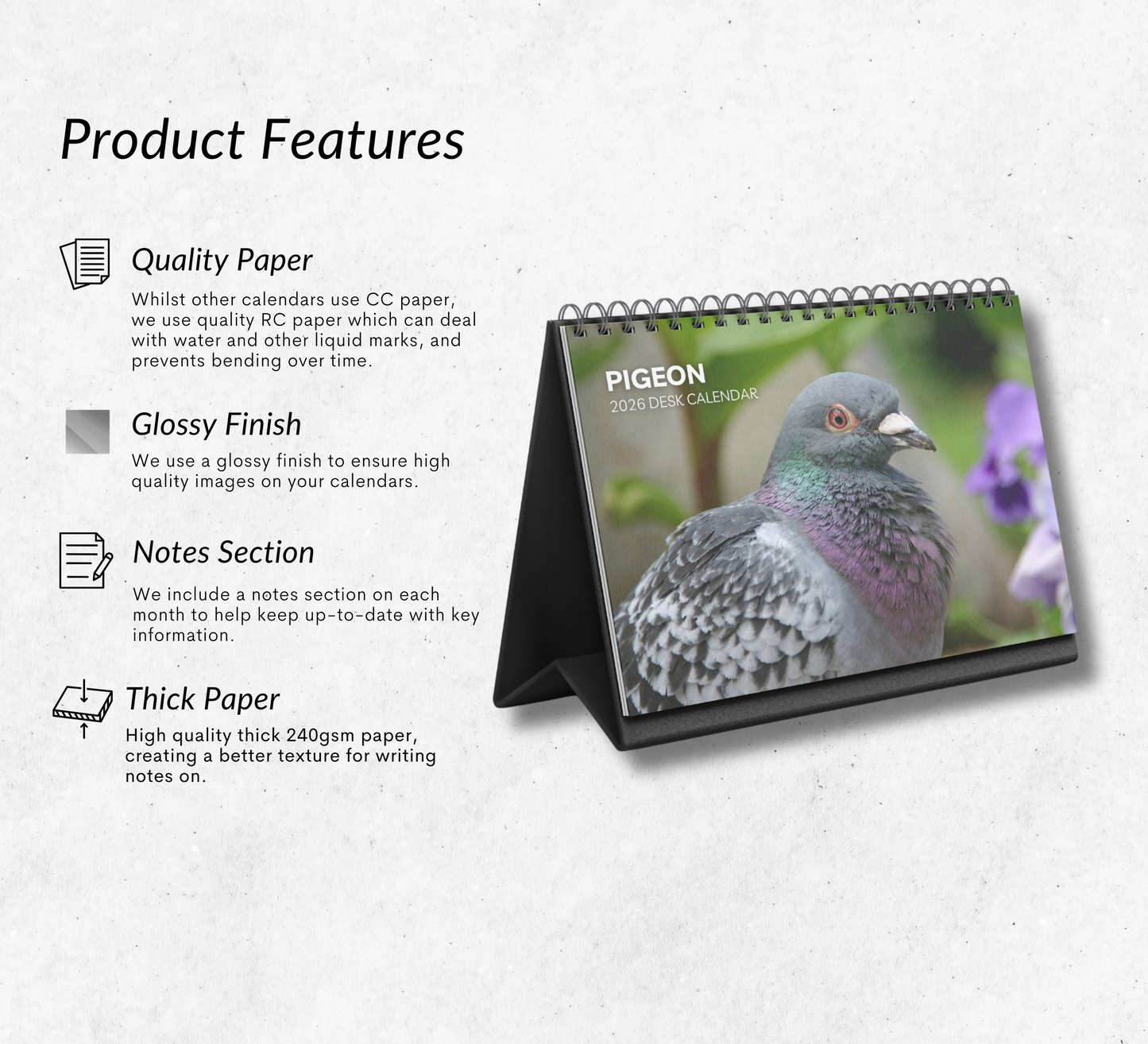 Pigeon Desk Calendar 2026-2027