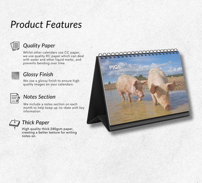 Pig Desk Calendar 2026-2027