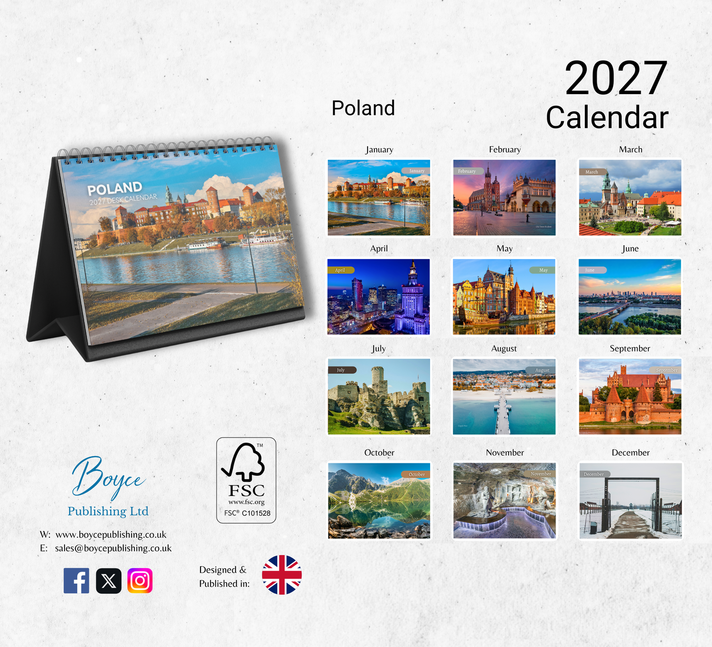 Poland Desk Calendar 2027-2028