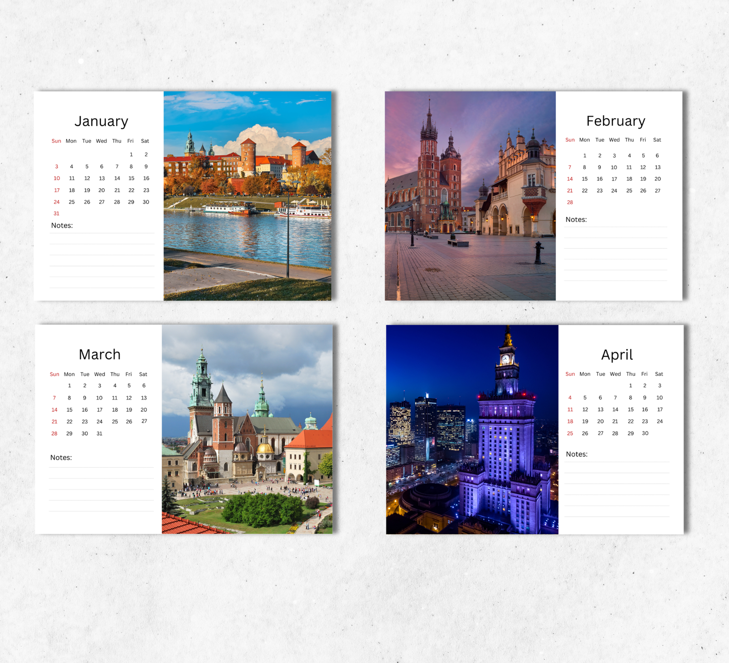 Poland Desk Calendar 2027-2028