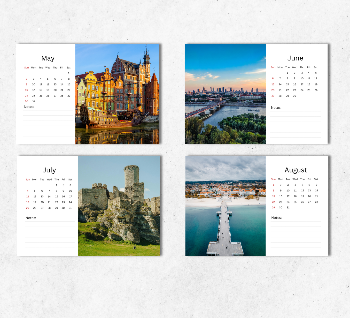 Poland Desk Calendar 2027-2028