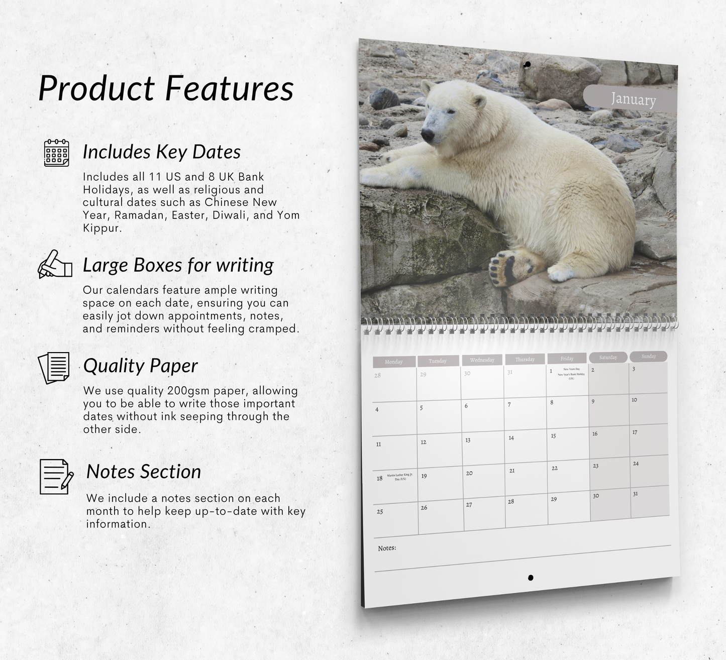 Polar Bear Calendar 2027