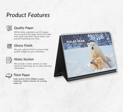 Polar Bear Desk Calendar 2027-2028