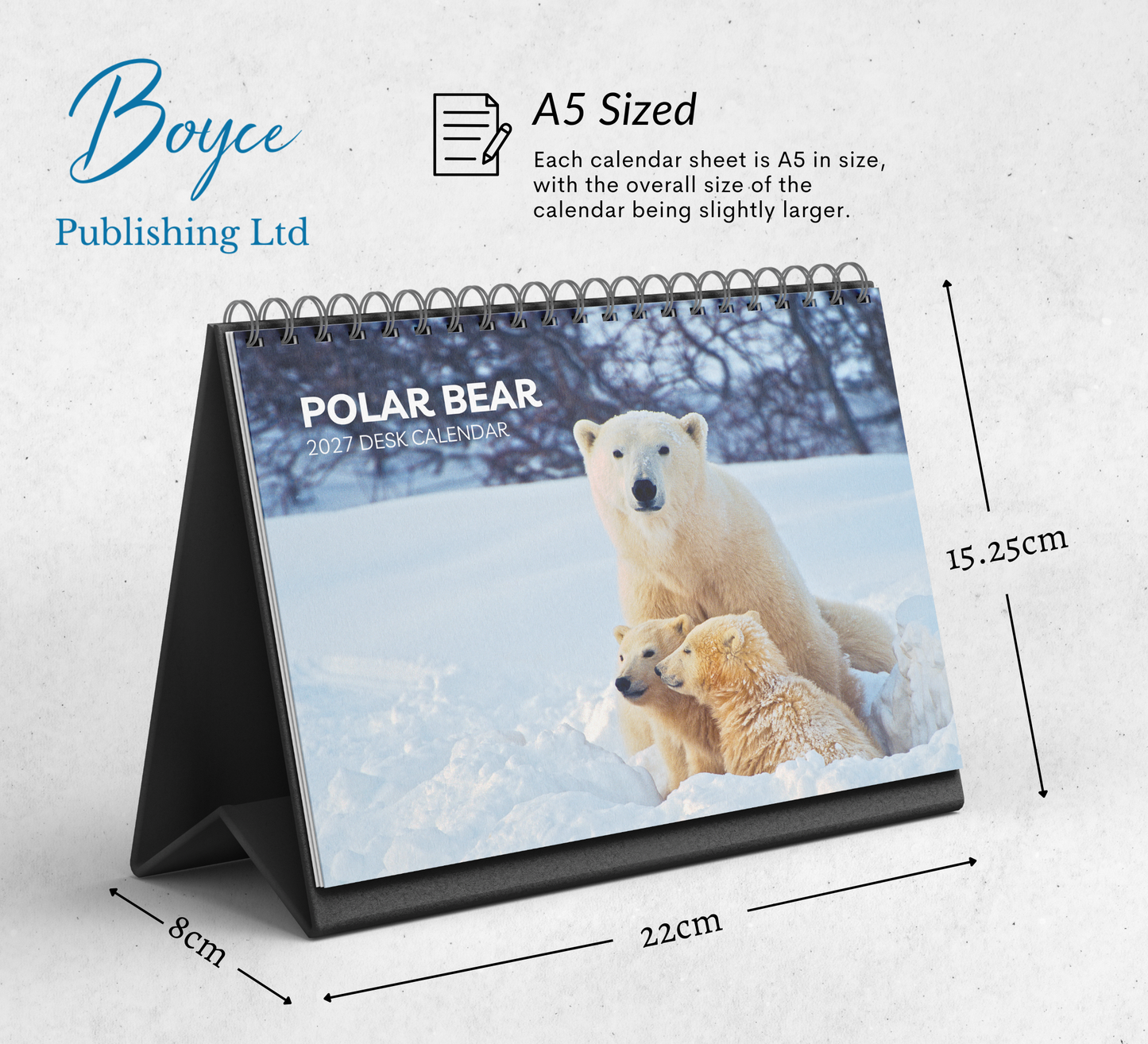 Polar Bear Desk Calendar 2027-2028