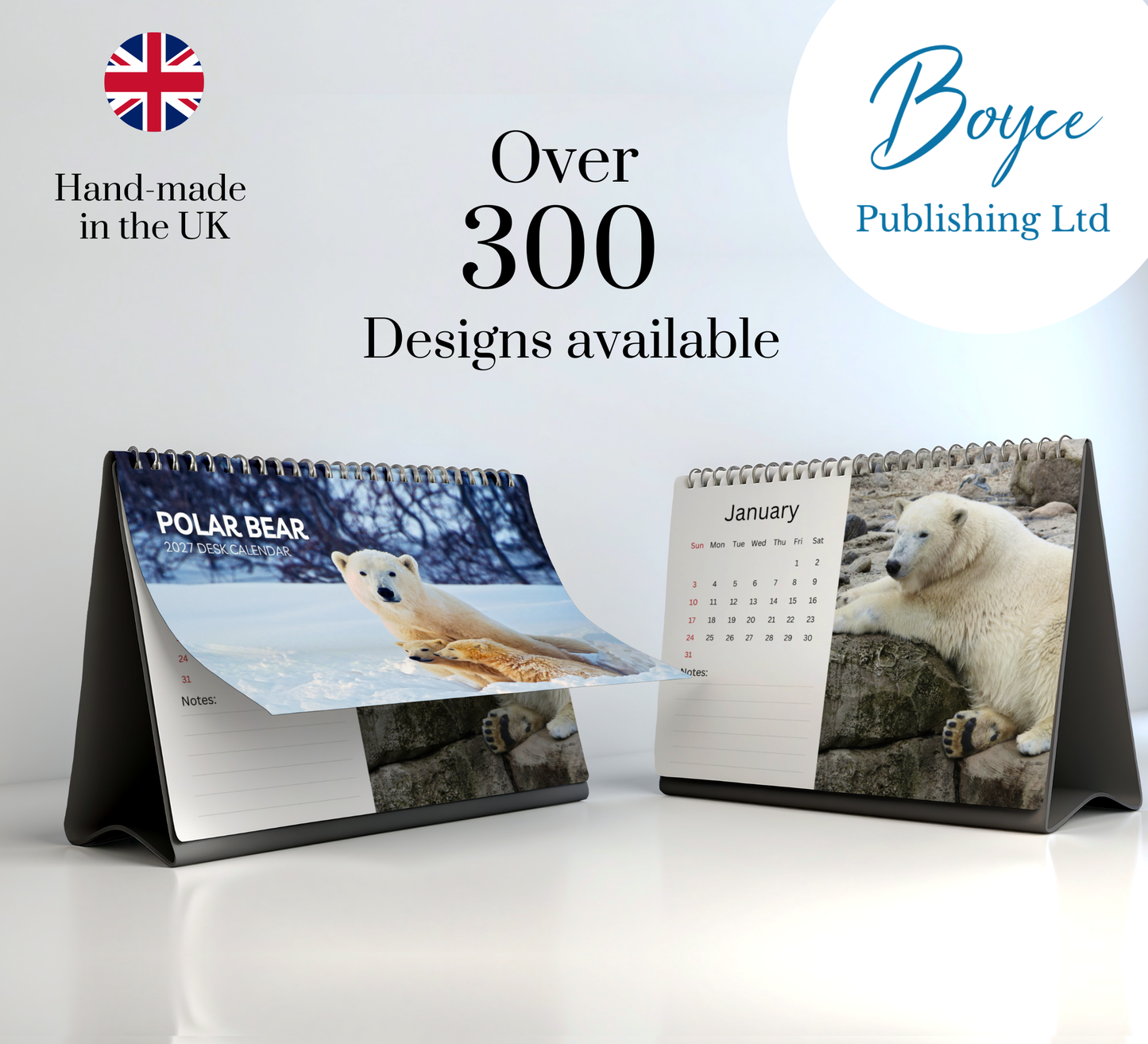 Polar Bear Desk Calendar 2027-2028
