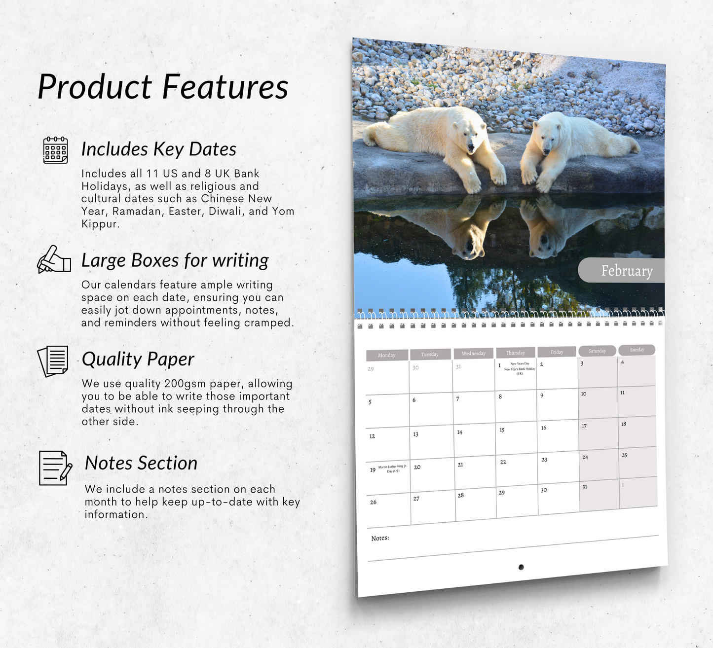 Polar Bear Calendar 2026
