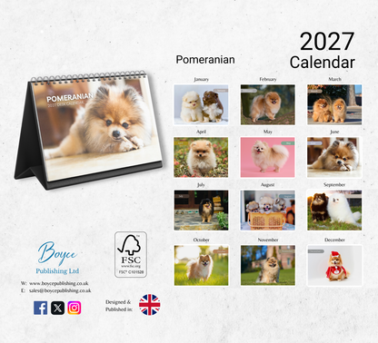 Pomeranian Desk Calendar 2027-2028