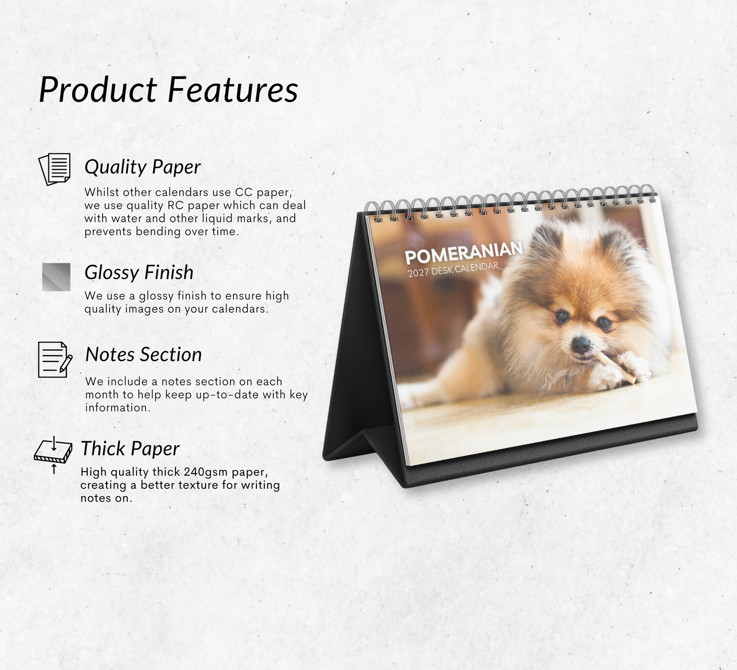 Pomeranian Desk Calendar 2027-2028