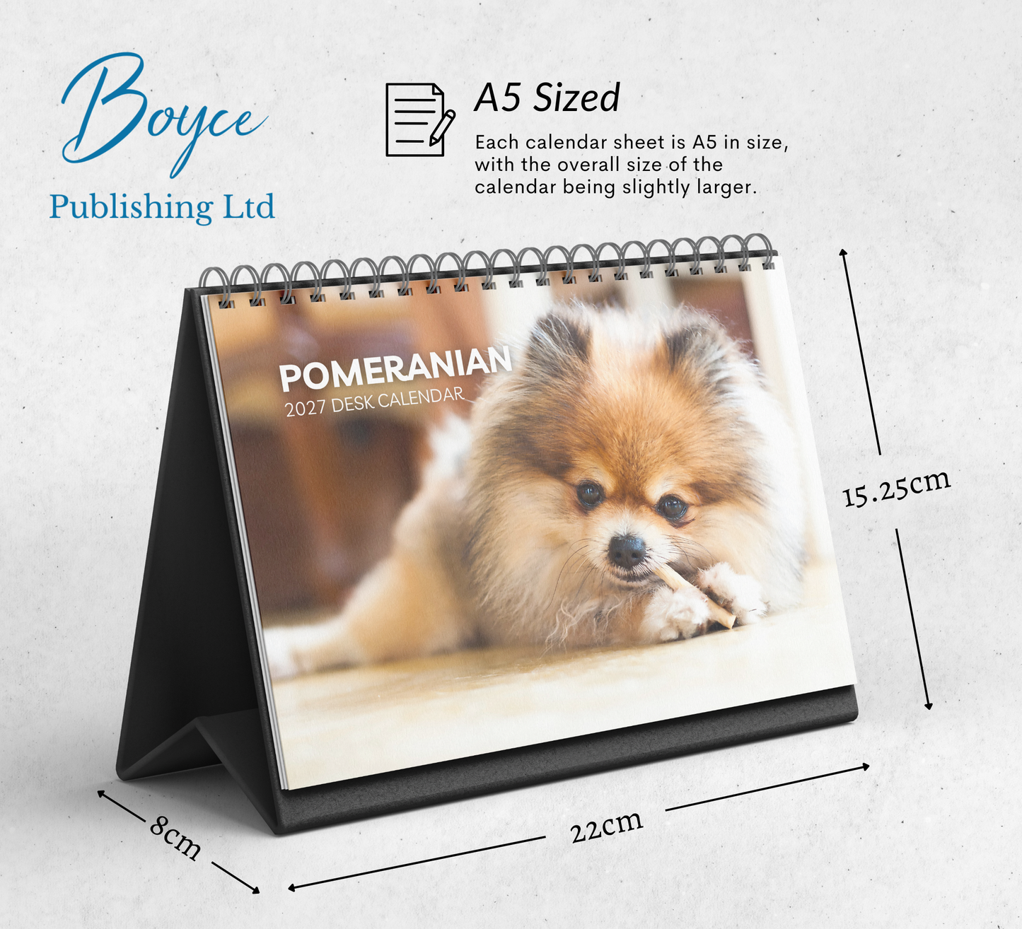 Pomeranian Desk Calendar 2027-2028