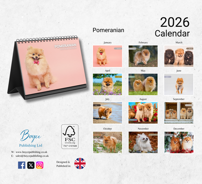 Pomeranian Desk Calendar 2026-2027