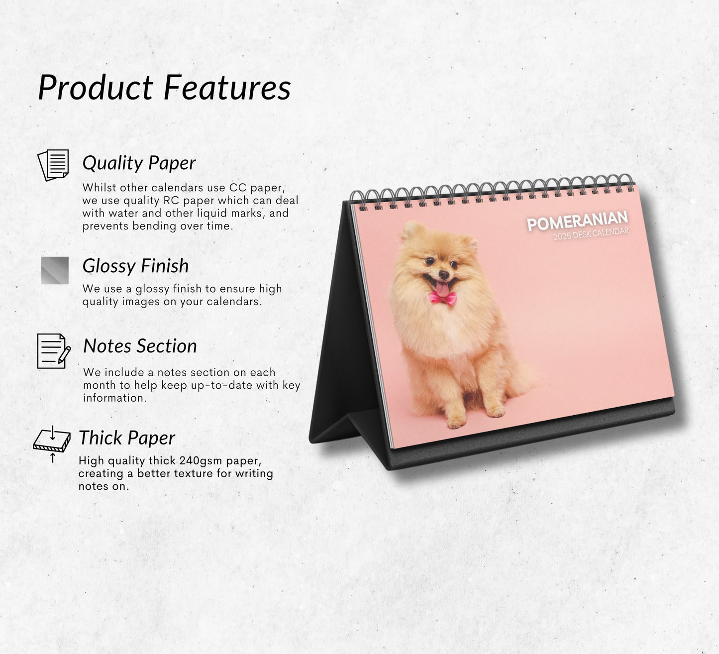 Pomeranian Desk Calendar 2026-2027