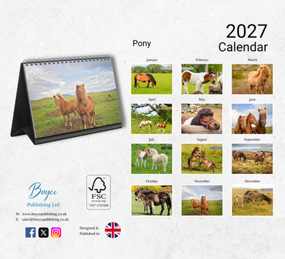 Pony Desk Calendar 2027-2028