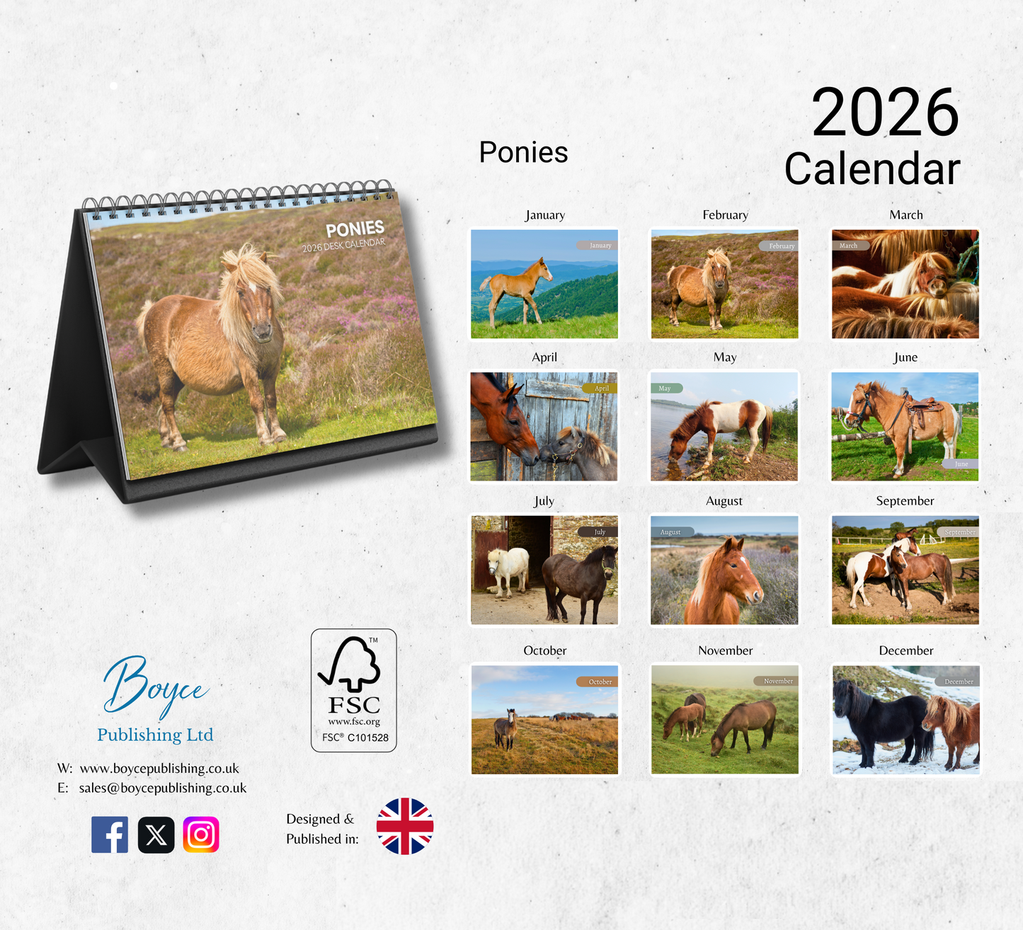 Pony Desk Calendar 2026-2027
