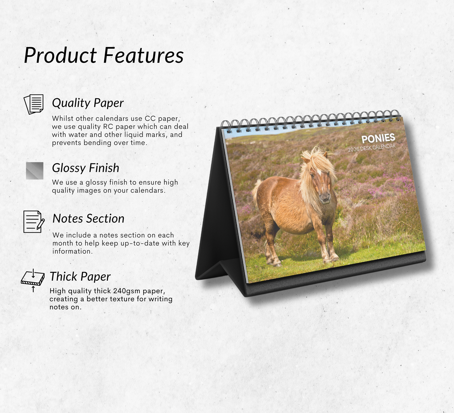 Pony Desk Calendar 2026-2027