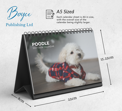 Poodle Desk Calendar 2027-2028