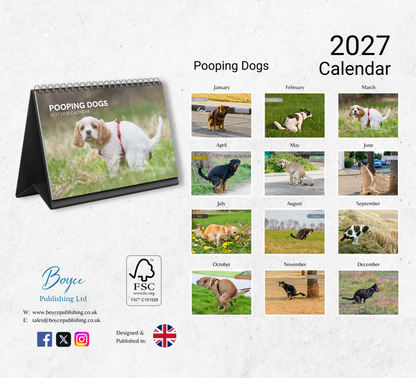 Pooping Dogs Desk Calendar 2027-2028