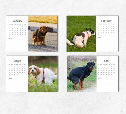 Pooping Dogs Desk Calendar 2027-2028