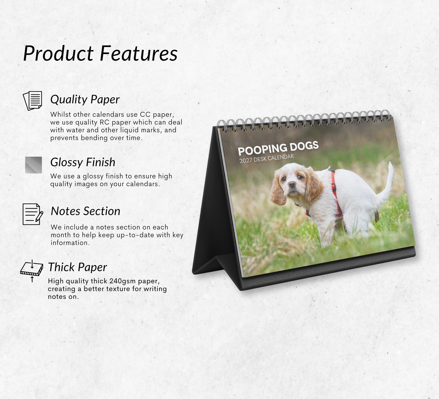 Pooping Dogs Desk Calendar 2027-2028