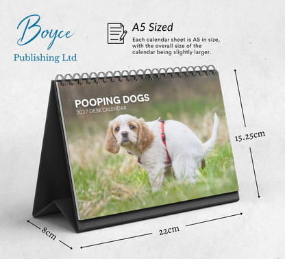 Pooping Dogs Desk Calendar 2027-2028