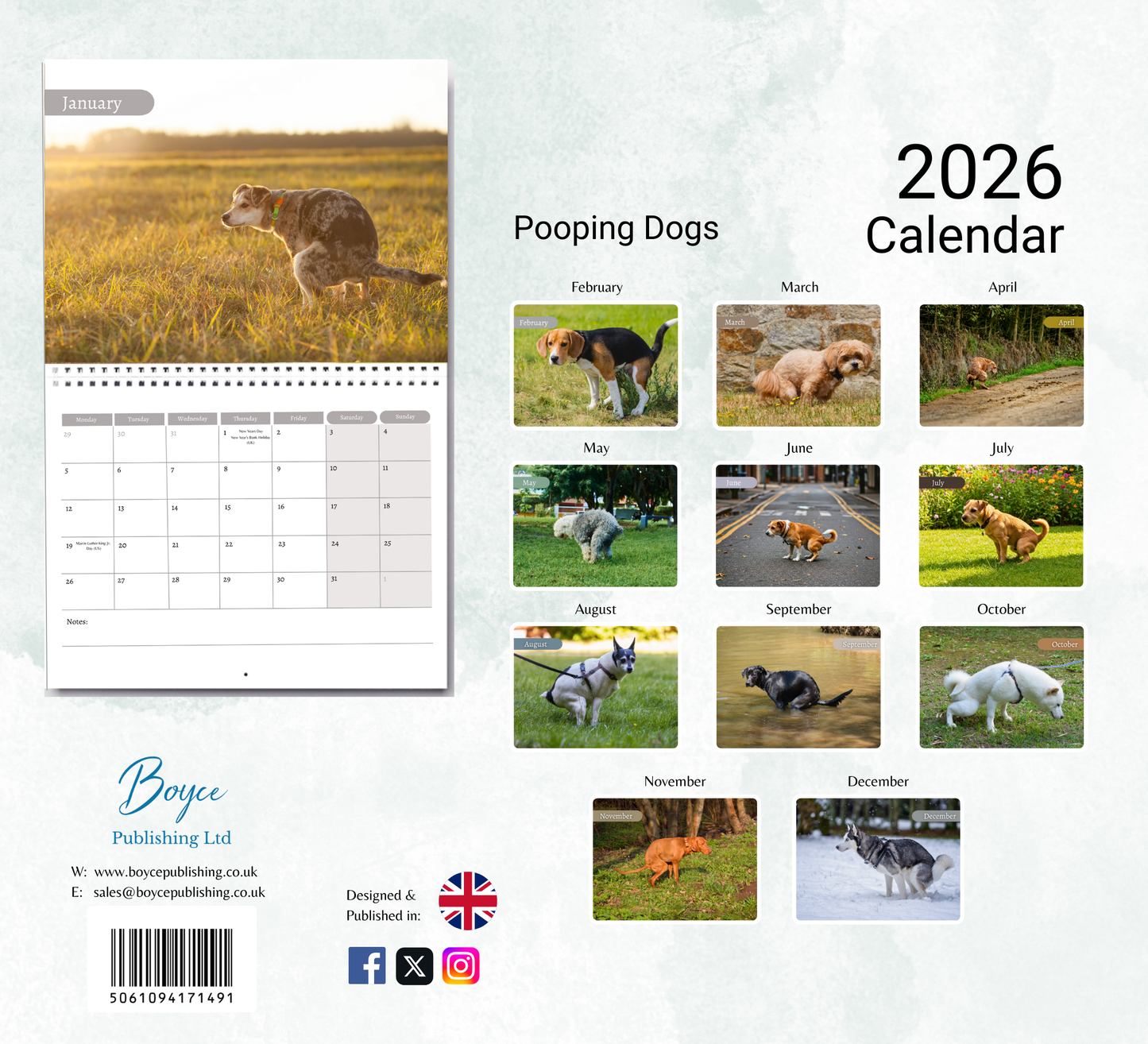 Pooping Dogs Calendar 2026