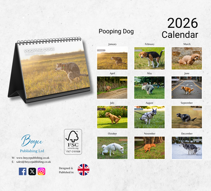 Pooping Dogs Desk Calendar 2026-2027
