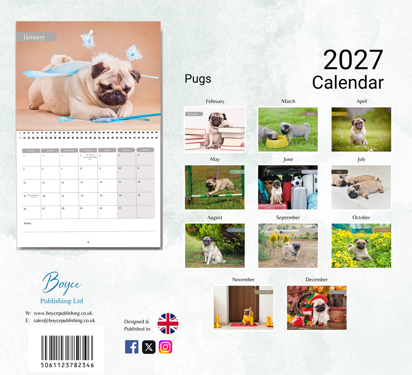 Pug Calendar 2027