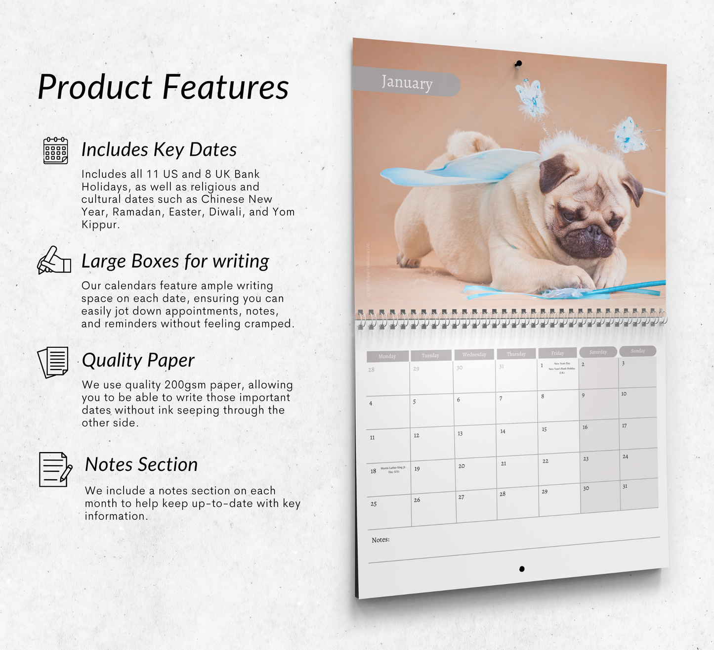 Pug Calendar 2027